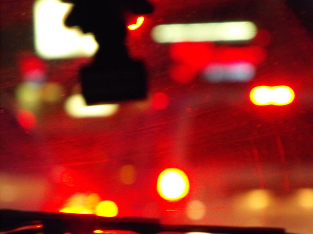 Lights on the road at night