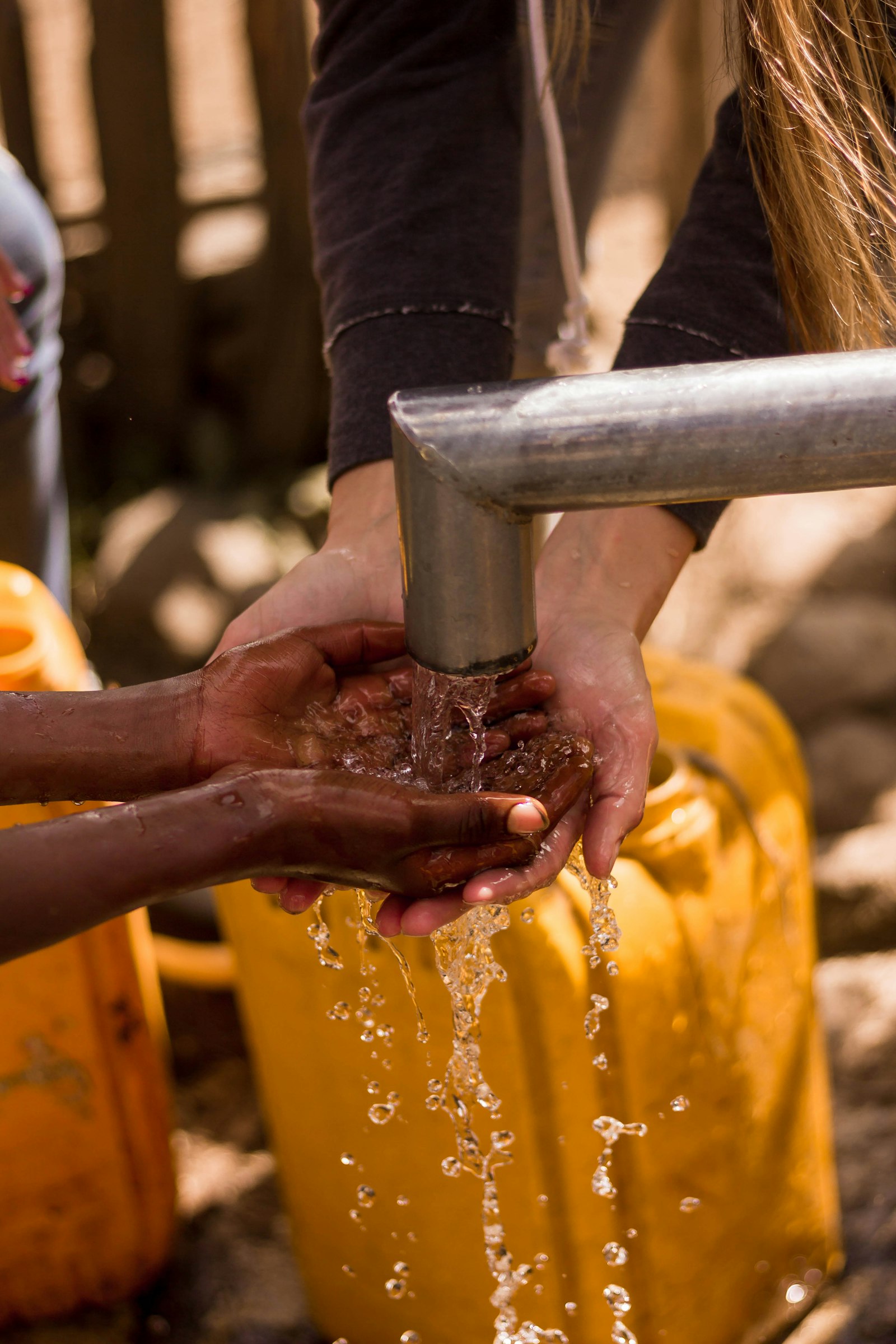A newly finished community well