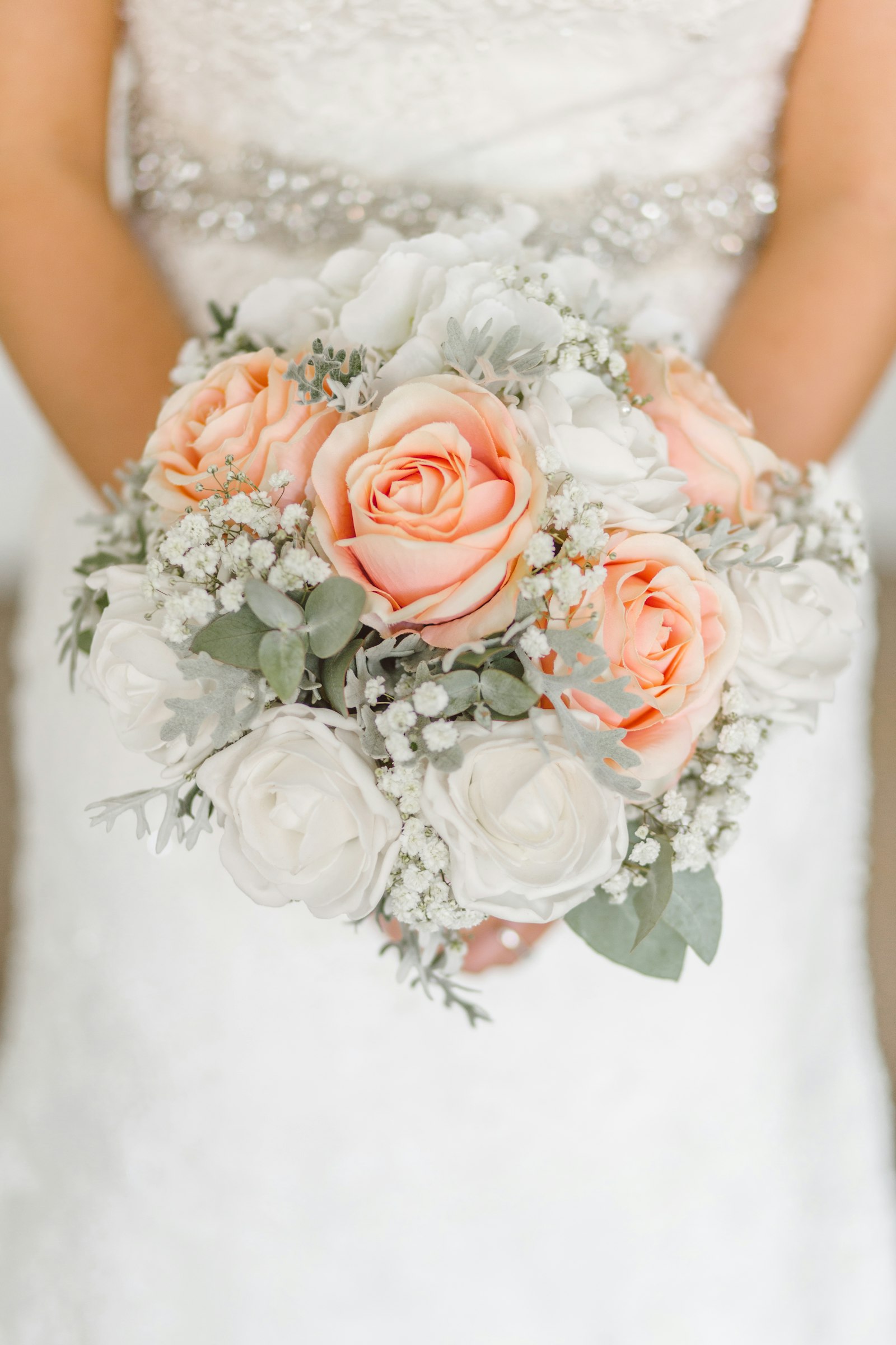 Bridal bouquet of peach roses