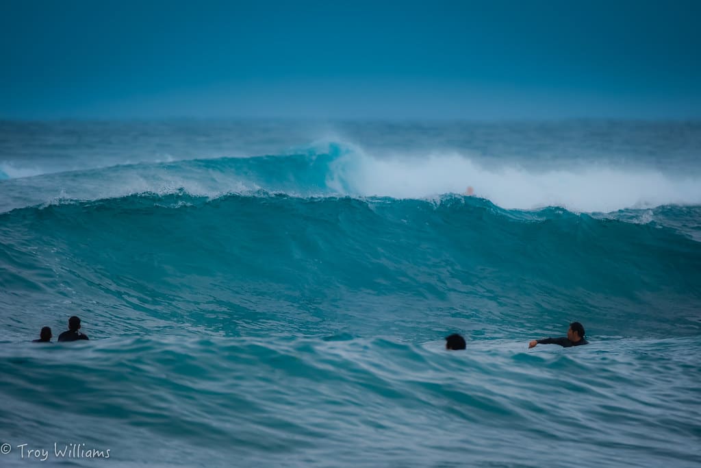 Surfers waiting for a set