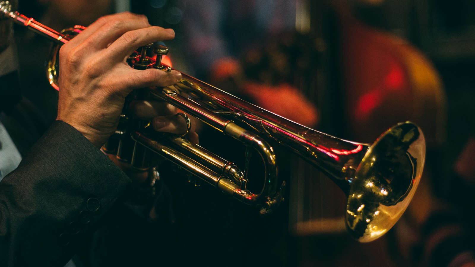 A trumpet player on the stand